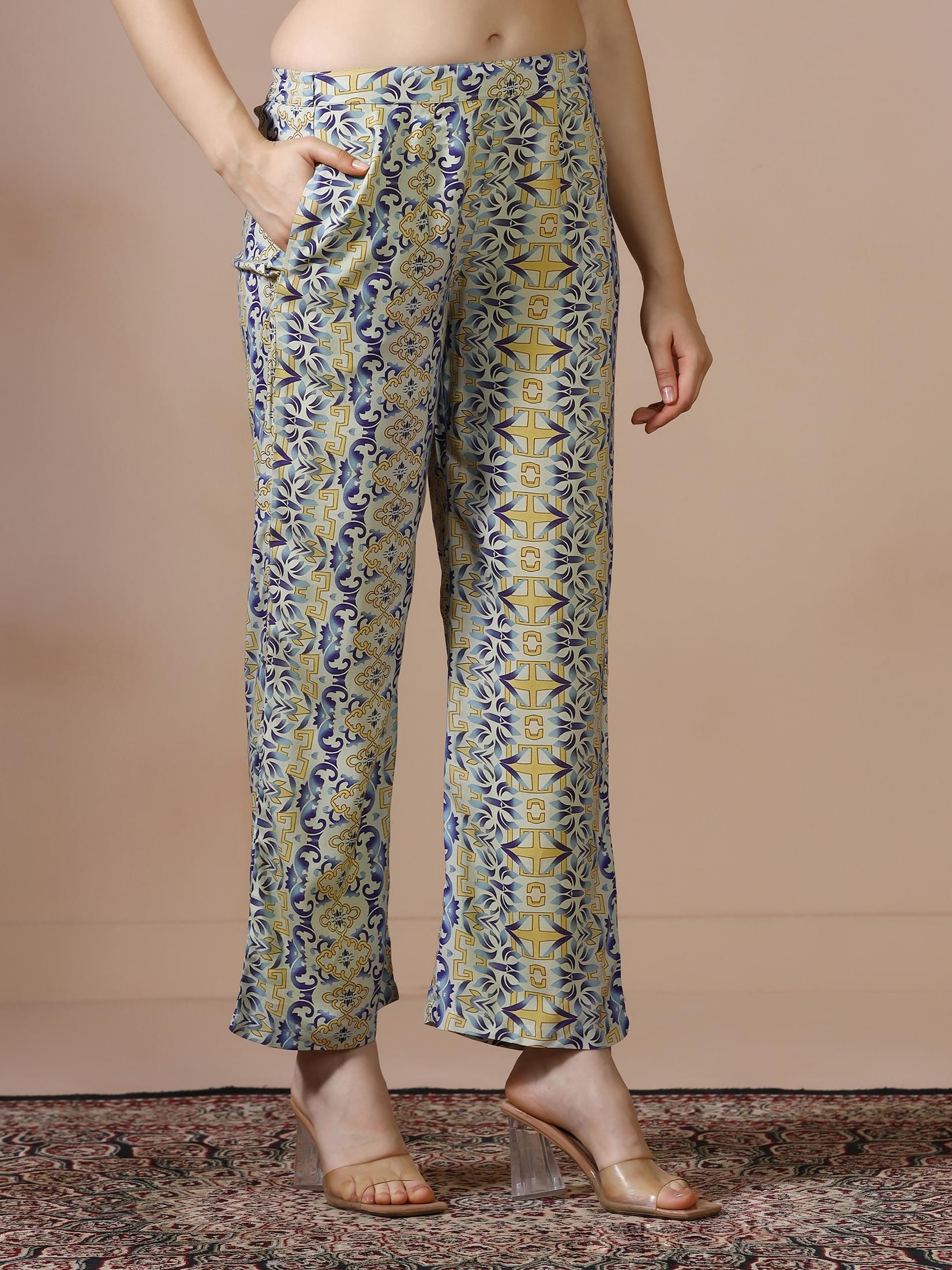 Women Liva Green Printed Co Ord Set